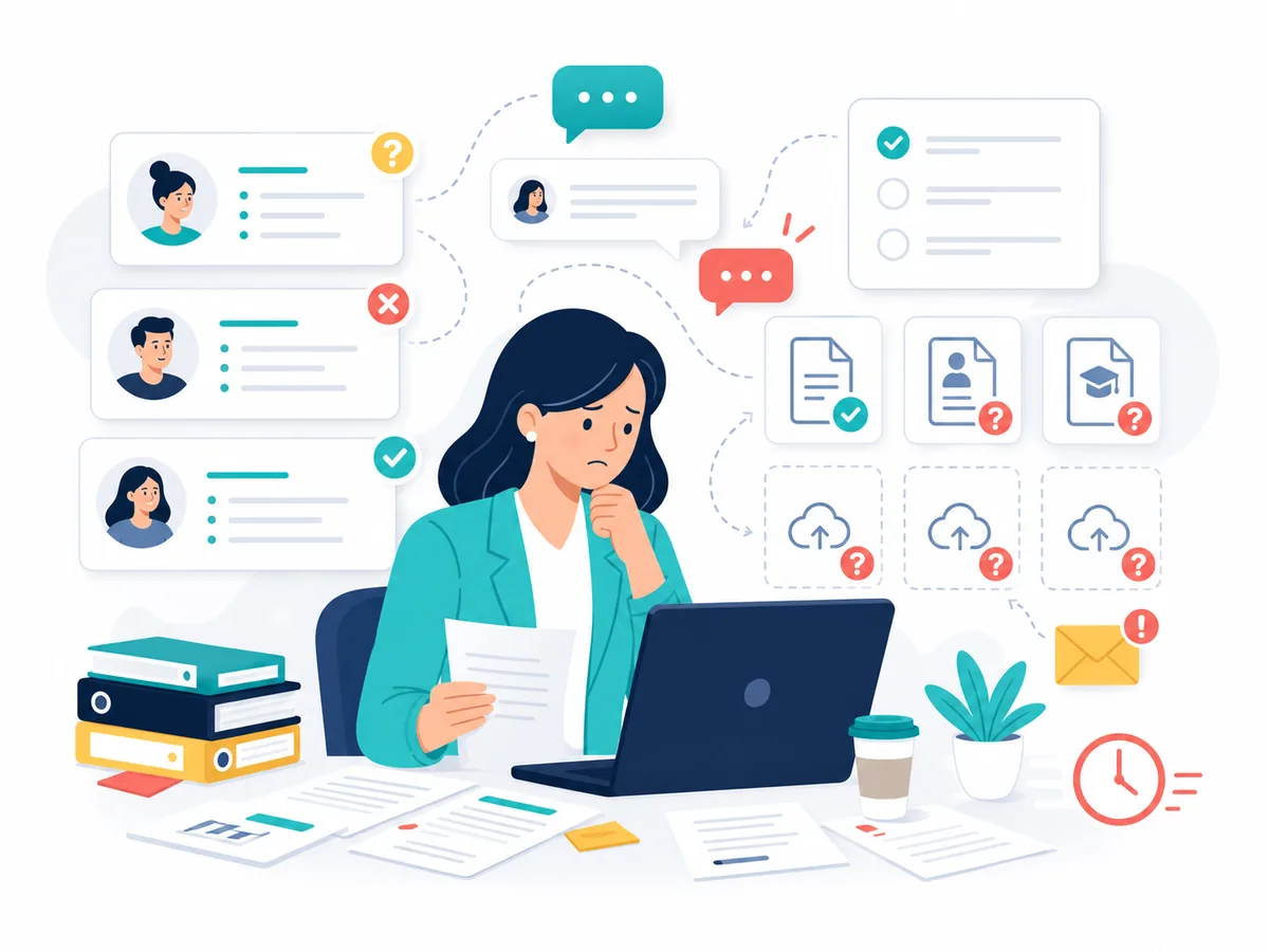 Manual onboarding back-and-forth illustration