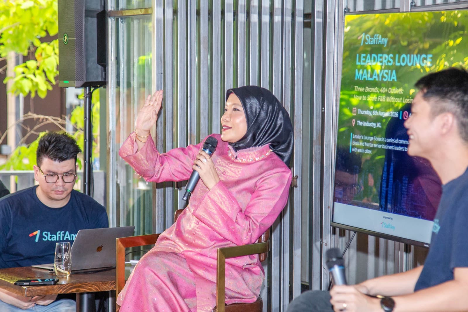 Nippon Sushi founder Siti speaking at StaffAny's Leaders Lounge Malaysia